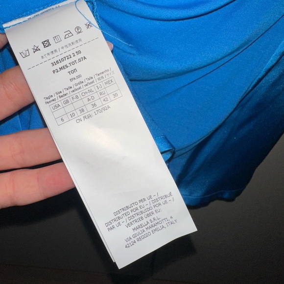 NWT MARELLA Sleeveless Blue Silk Blouse Size 6 - Picture 9 of 10
